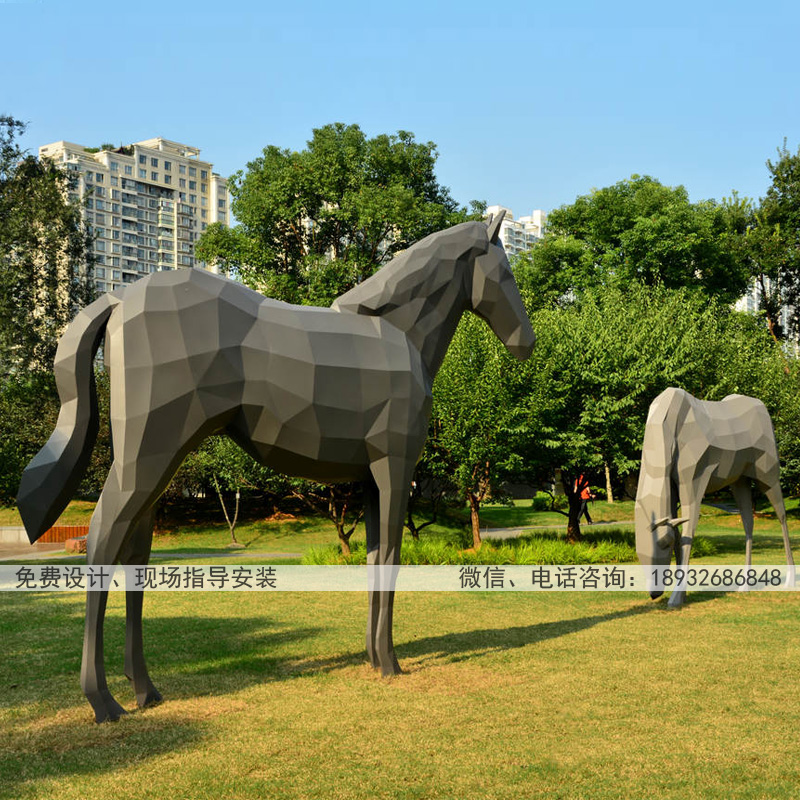 大型不锈钢动物雕塑草坪绿地公园景观装饰雕塑摆件 河北曲阳不锈钢雕塑厂家报价