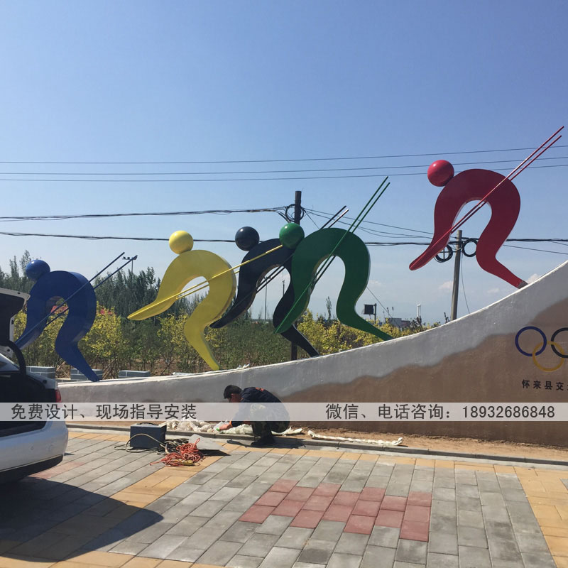 不锈钢滑雪运动员雕塑批发价格 河北曲阳不锈钢运动人物雕塑生产厂家
