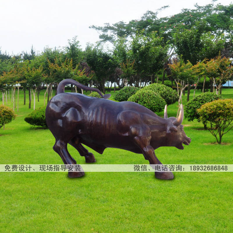 大型动物铜雕开荒牛制作厂家  企业广场单位动物铜雕牛报价